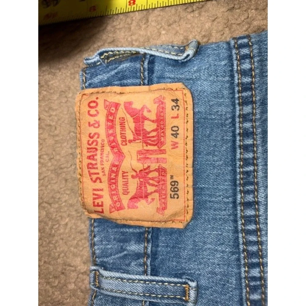 Levis 569 Loose Straight Jeans Mens 40x34 Blue Medium Wash 00569-0386 T35-30